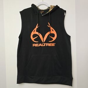 Realtree Black Sleeveless Hoodie Tank Top, Sz L (PTP 23")